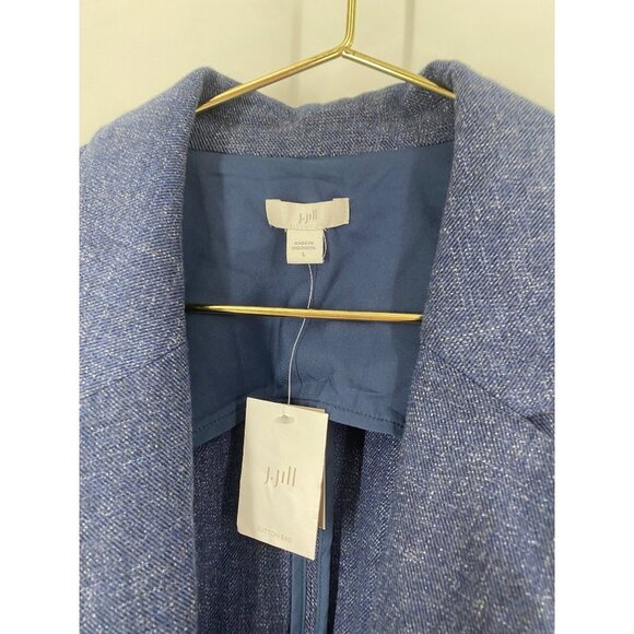 NWT J JILL BLUE SLAT ROLL TAB SLEEVES JACKET SIZE LARGE - Picture 4 of 6